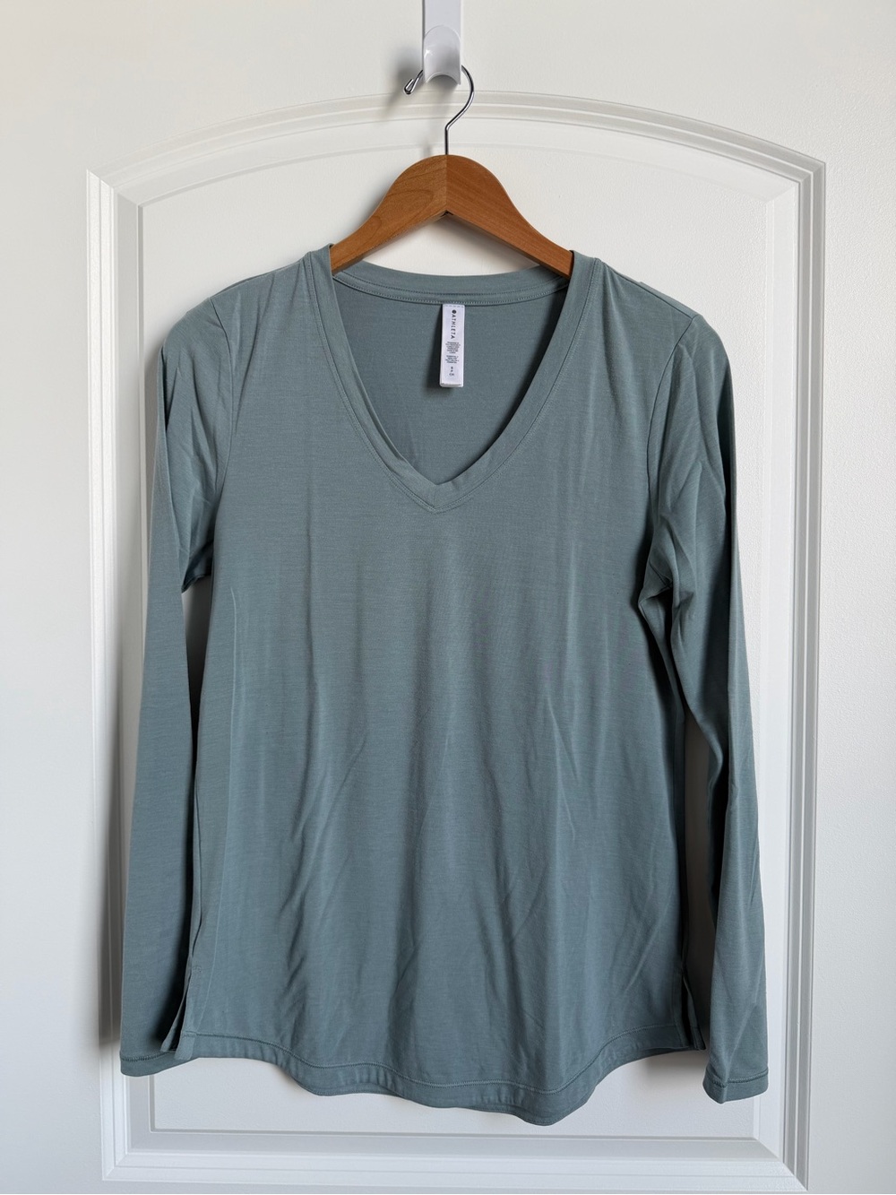 Athleta Teal V-Neck Long Sleeve Essential Top